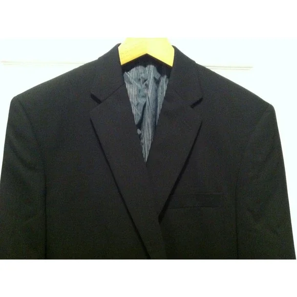 CALVIN KLEIN MENS NAVY 100%WOOL DOUBLE VENTED SPORT JACKET COAT BLAZER SIZE:46R